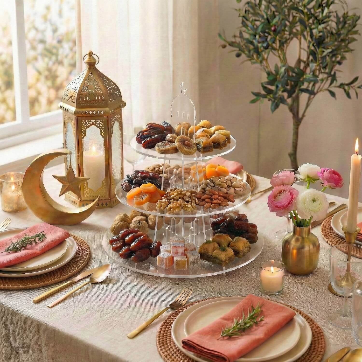 3-Tier Round Acrylic Serving Stand – Ramadan Date & Sweets Tower - Image 4