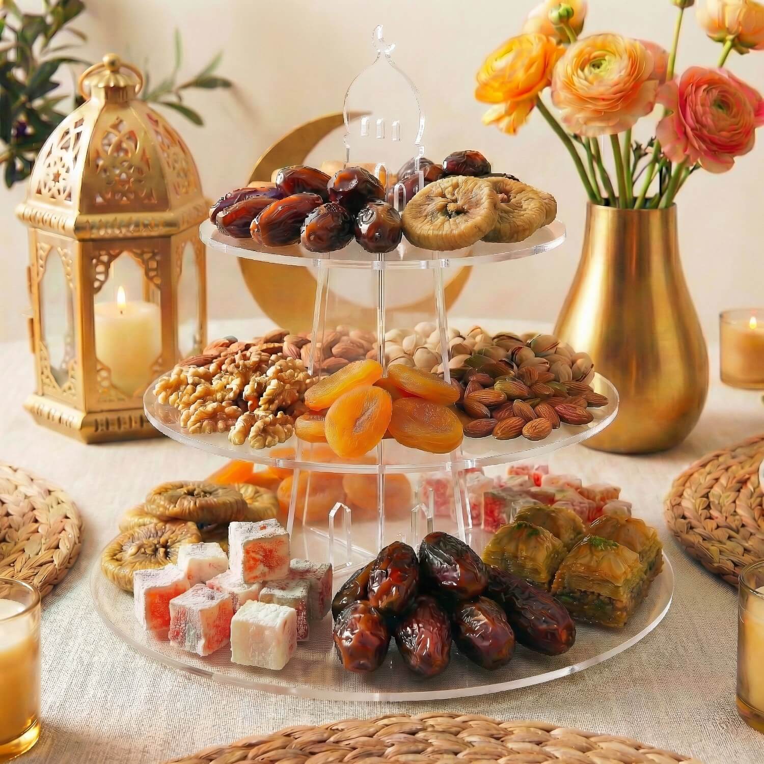 3-Tier Round Acrylic Serving Stand – Ramadan Date & Sweets Tower - Image 9