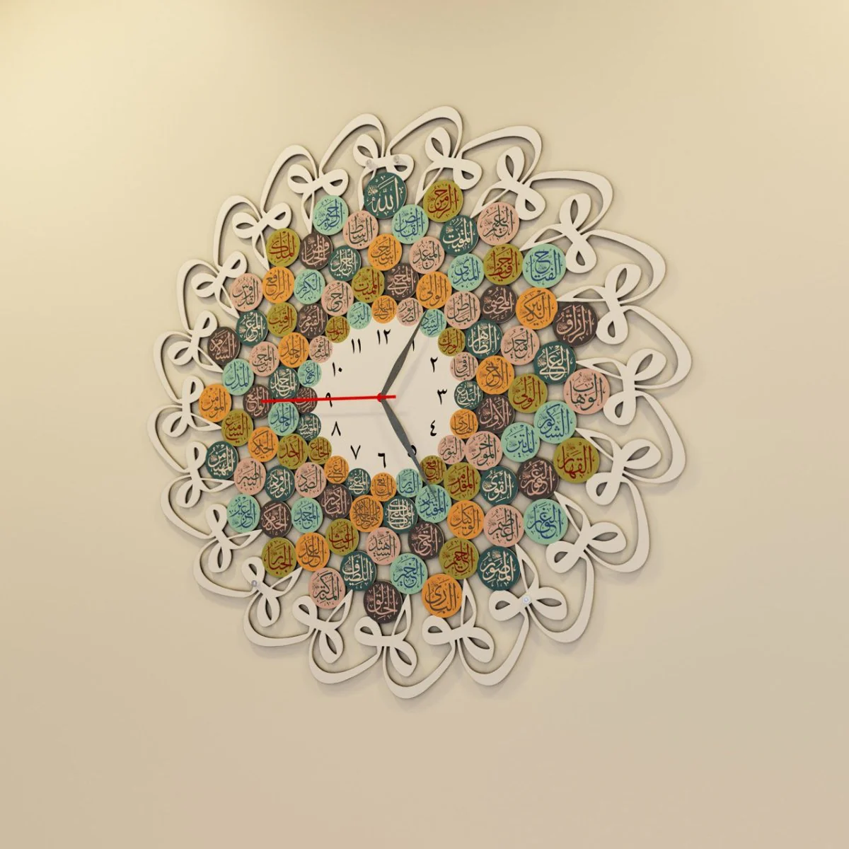 99 Names of Allah with Huwa Metal Islamic Wall Clock - Image 8