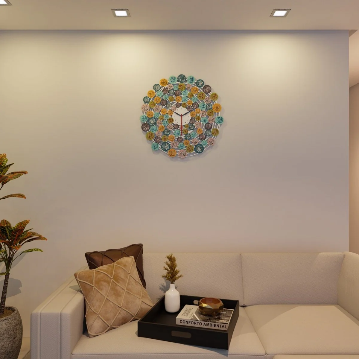 99 Names of Allah Asma-ul Husna Metal Islamic Wall Clock - Image 10