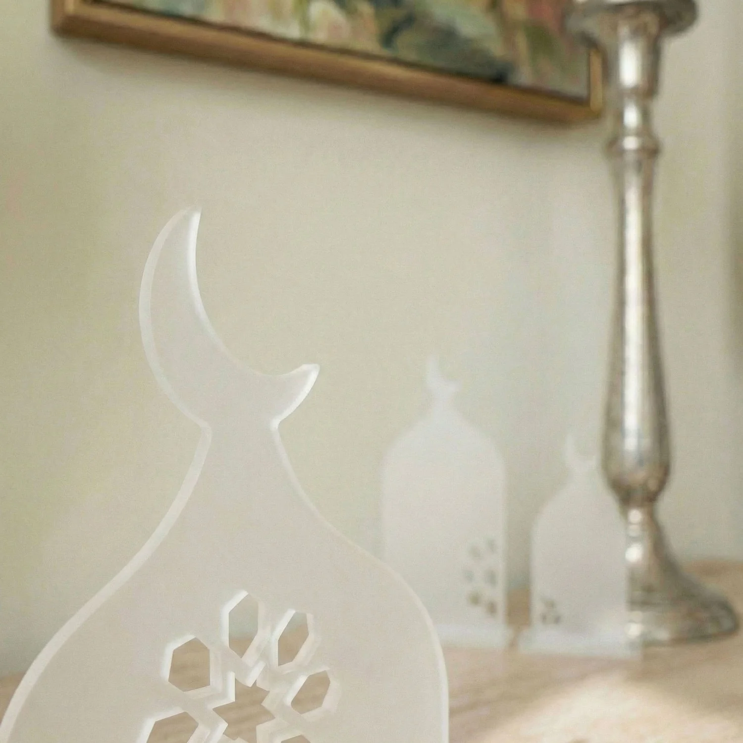 Three-Piece Set Acrylic Mosque Silhouette Stand – Modern Islamic Table Decor & Ramadan Gift - Image 24
