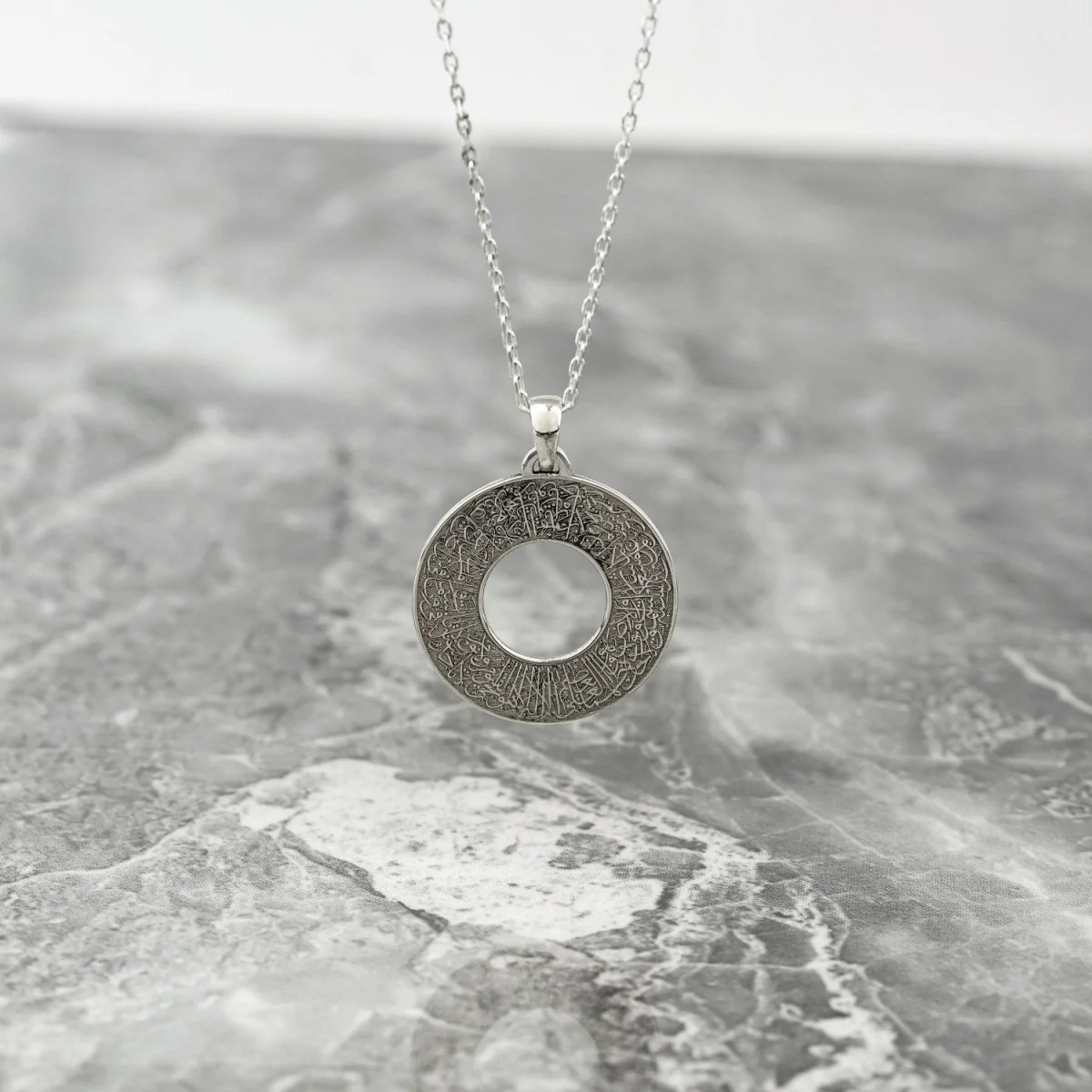 Ayatul Kursi Circle Muslim Jewelry - 18K Gold Plated Silver Pendant - Image 6