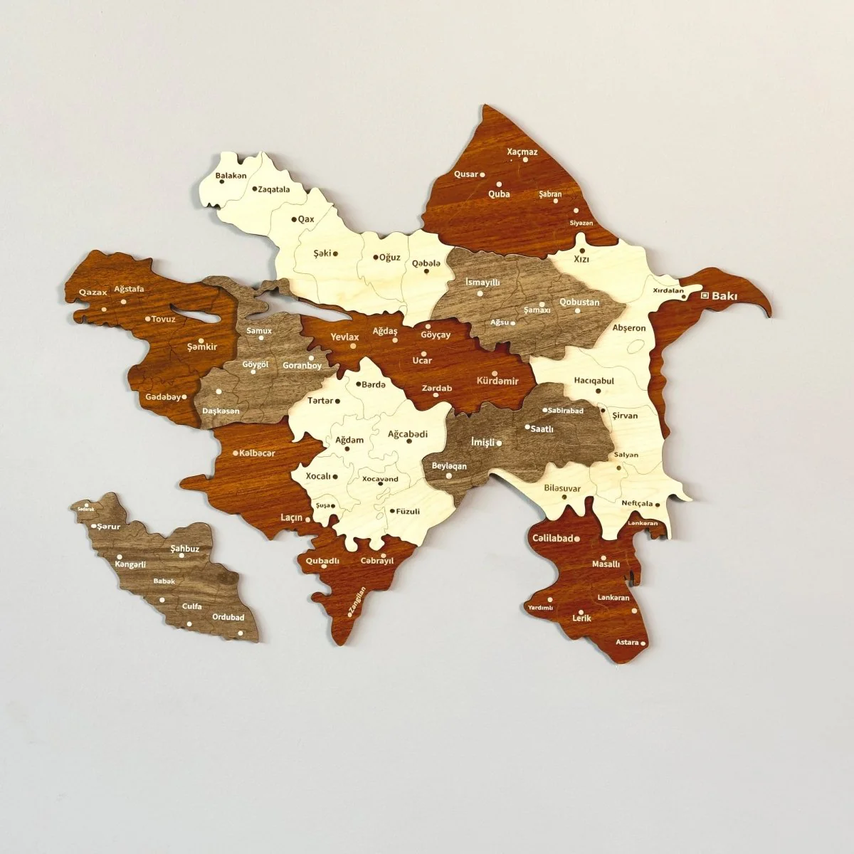 Azerbaijan Wooden Wall Map Decor - Azerbaijani Friendship Memory