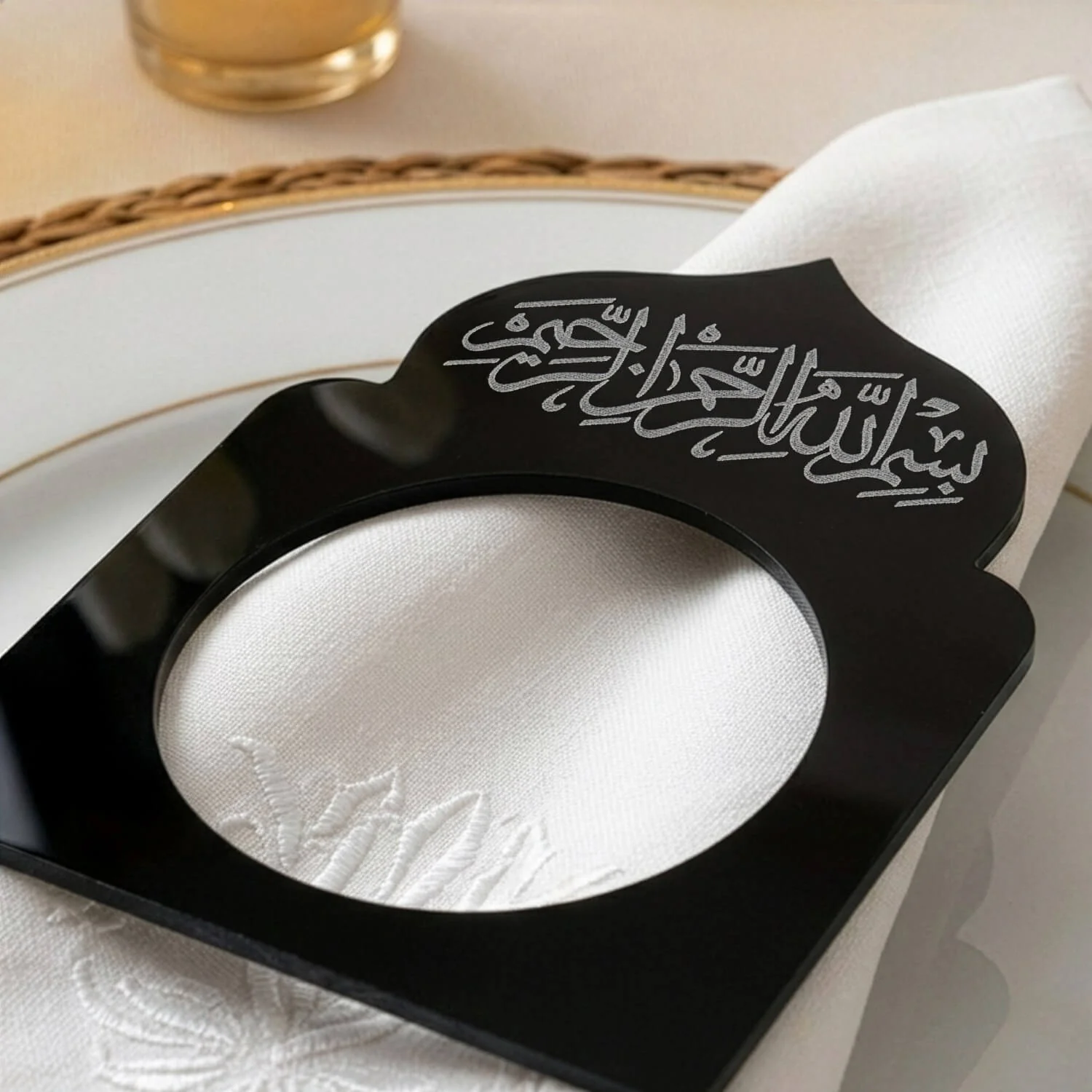 Basmala Dome Acrylic Napkin Rings – Thuluth Script Islamic Table Decor - Image 10