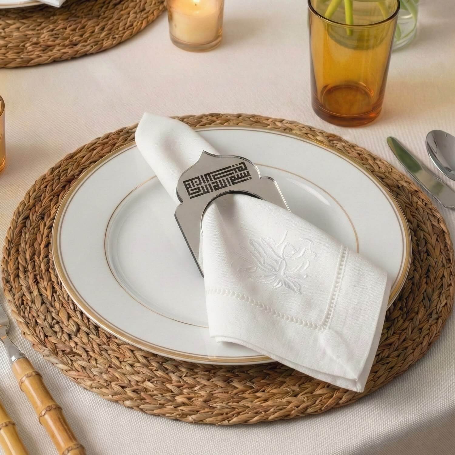 Basmala Kufic Dome Acrylic Napkin Rings – Geometric Islamic Table Decor - Image 14