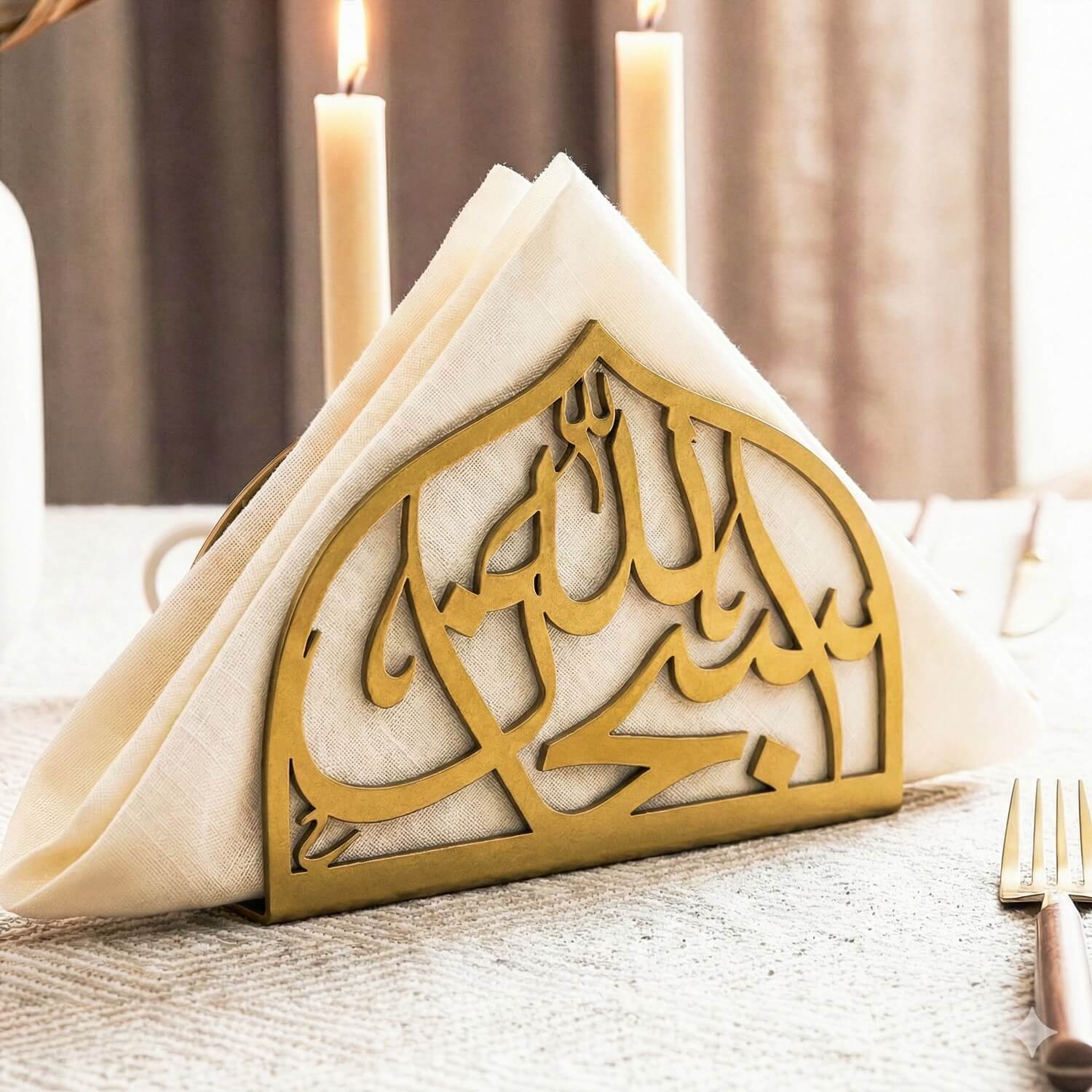 Bismillah & Alhamdulillah Metal Napkin Holder – Dual-Sided Islamic Table Decor - Image 7
