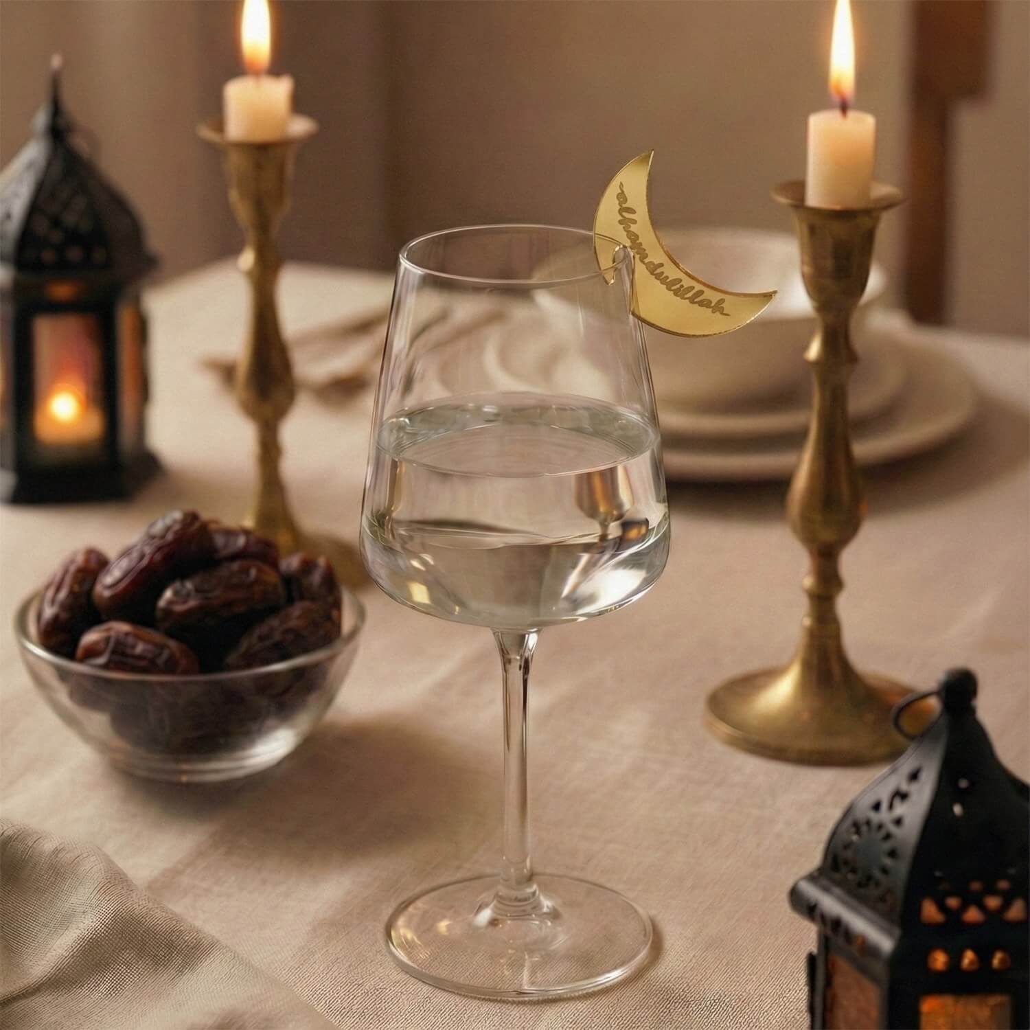 Crescent Moon Acrylic Drink Markers – Islamic Glass Charms - Image 2