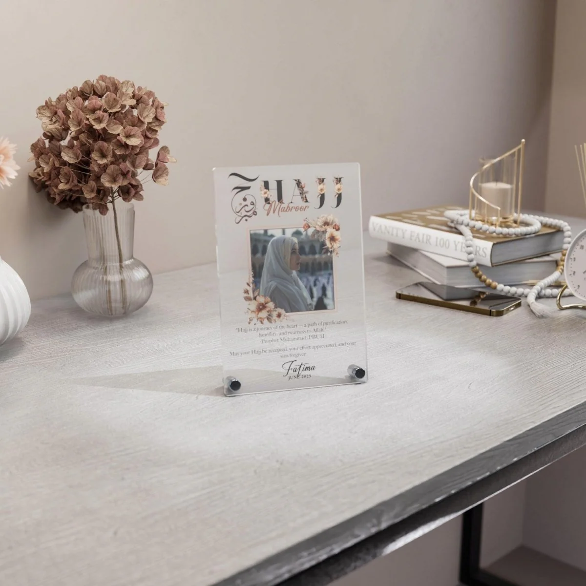 Hajj Mabroor - Vertical Tabletop Decor, Personalize with Text & Photo - Image 13
