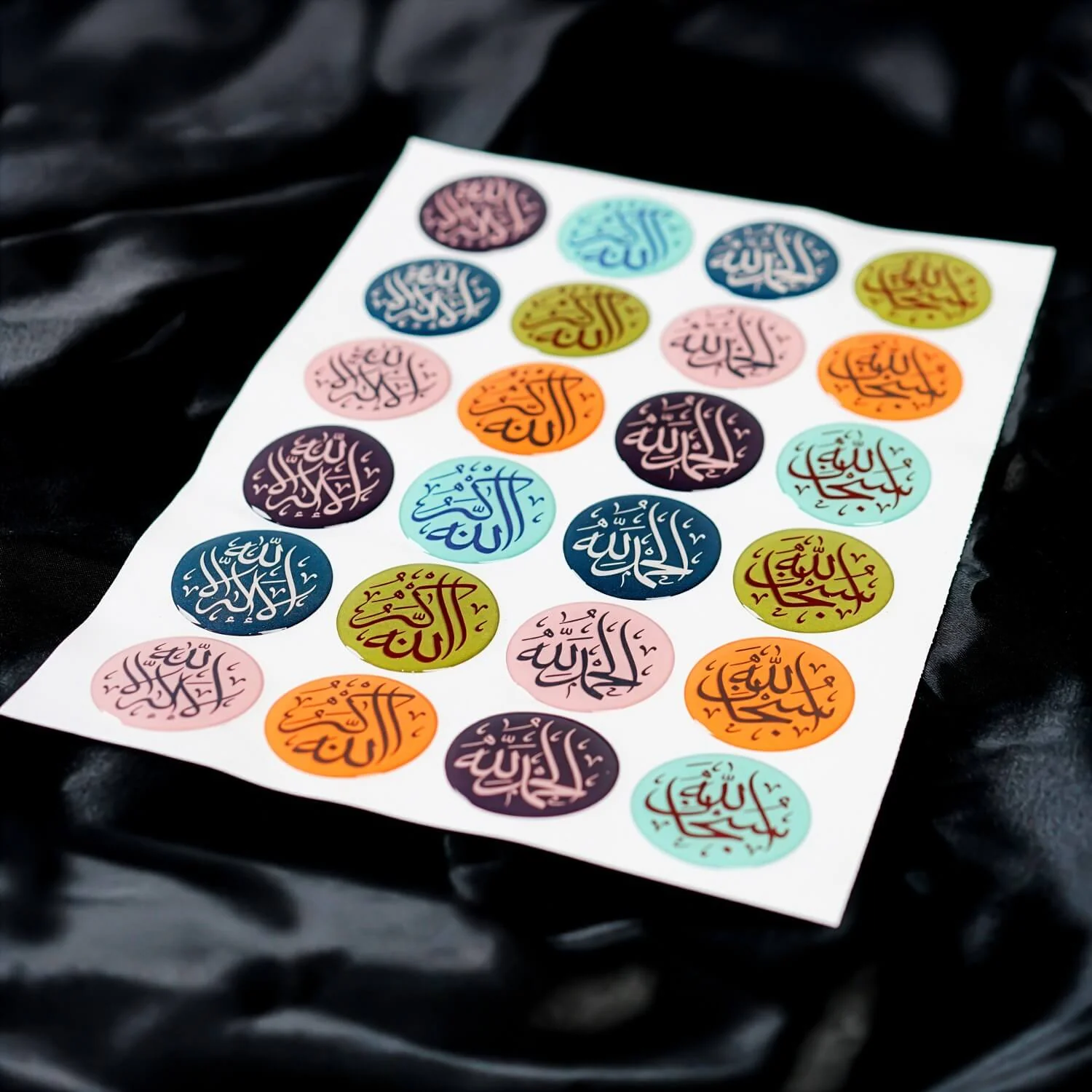 Premium 3D Dhikr Resin Stickers - Multi-Color Islamic Calligraphy Set - Image 3