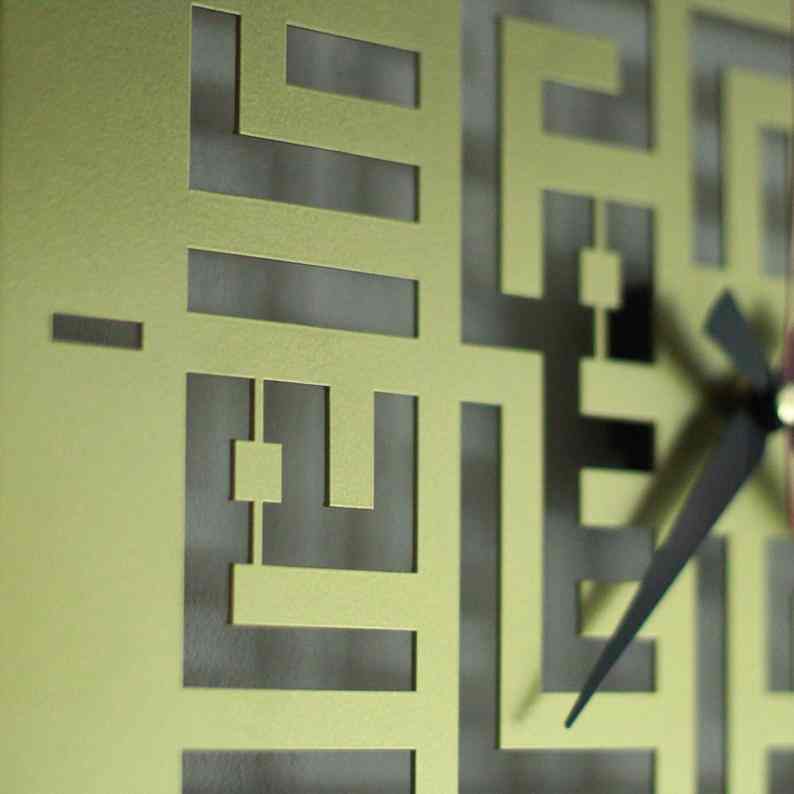 First Kalima Metal Wall Clock | Kufic Calligraphy - Islamic Home&Office Decor - Image 7