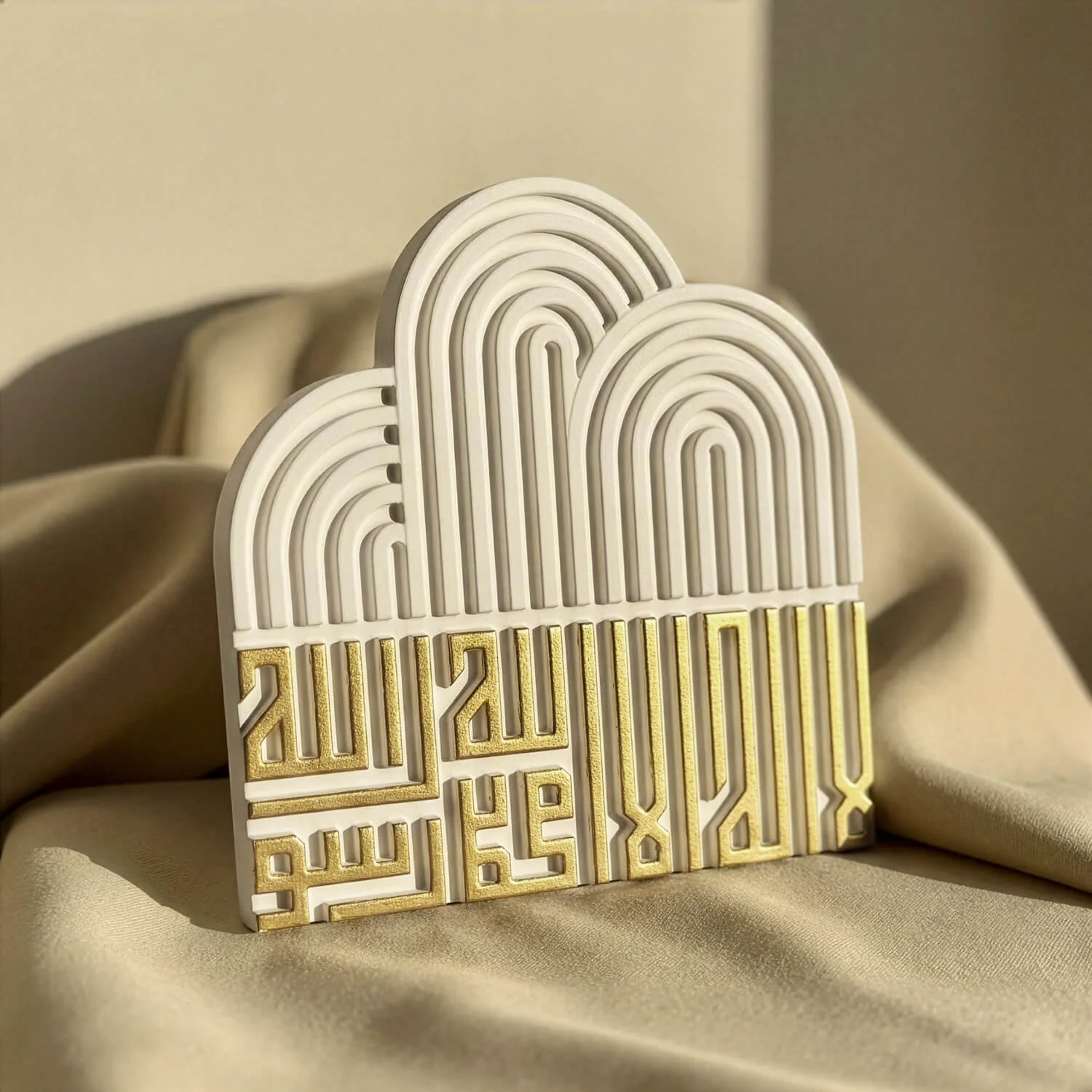 First Kalimah (Tawheed) Stone Relief – Arched Mid-Century Kufic Decor - Image 12