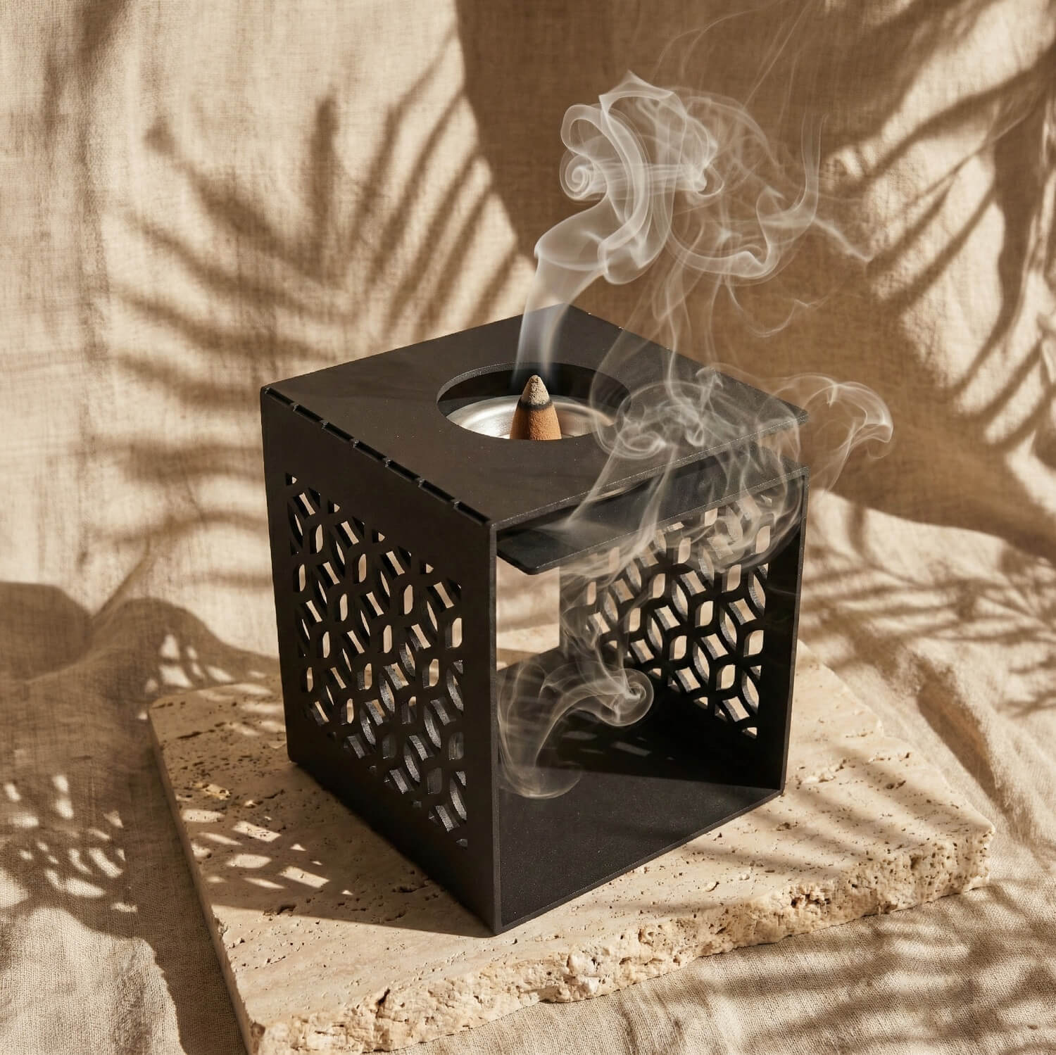 Geometric Fretwork Metal Mabkhara – Modern Islamic Incense Burner - Image 12