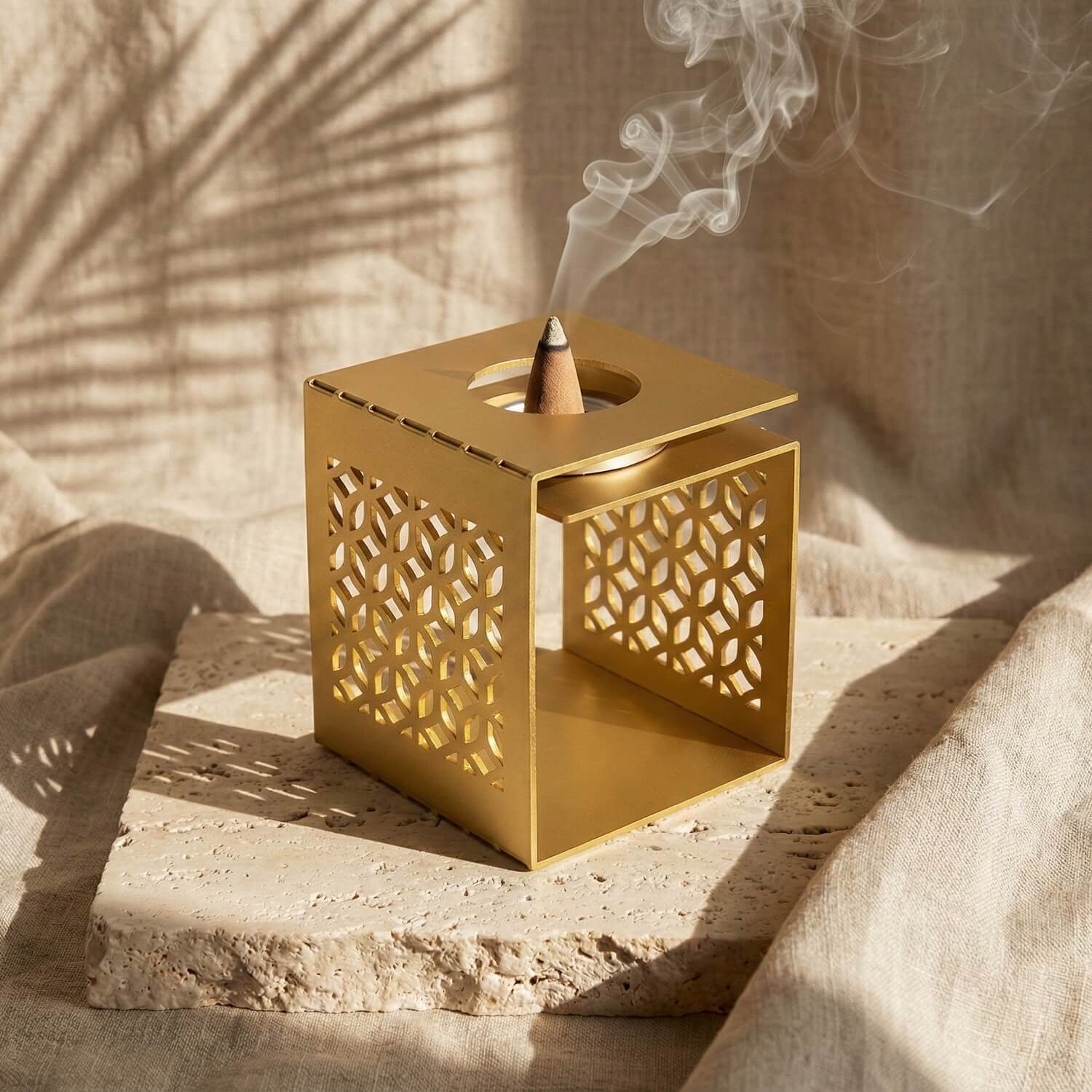 Geometric Fretwork Metal Mabkhara – Modern Islamic Incense Burner - Image 16