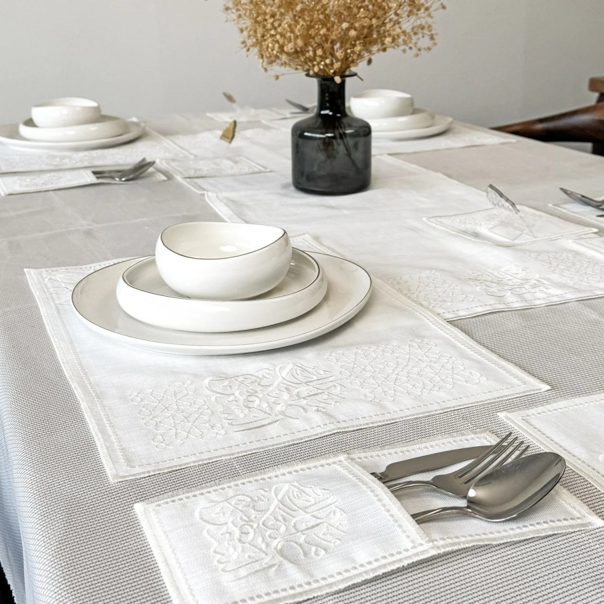 Ramadan Dining Table Cream Placemat Set - 6 Persons - 19 Pcs. - Full Set - Image 12