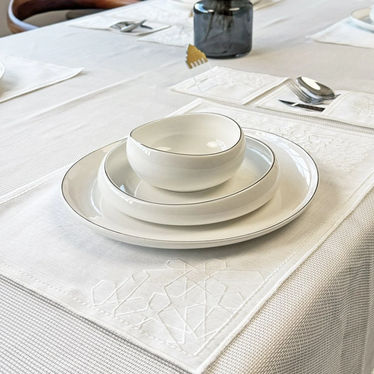 Ramadan Dining Table Cream Placemat Set - 6 Persons - 19 Pcs. - Full Set - Image 9