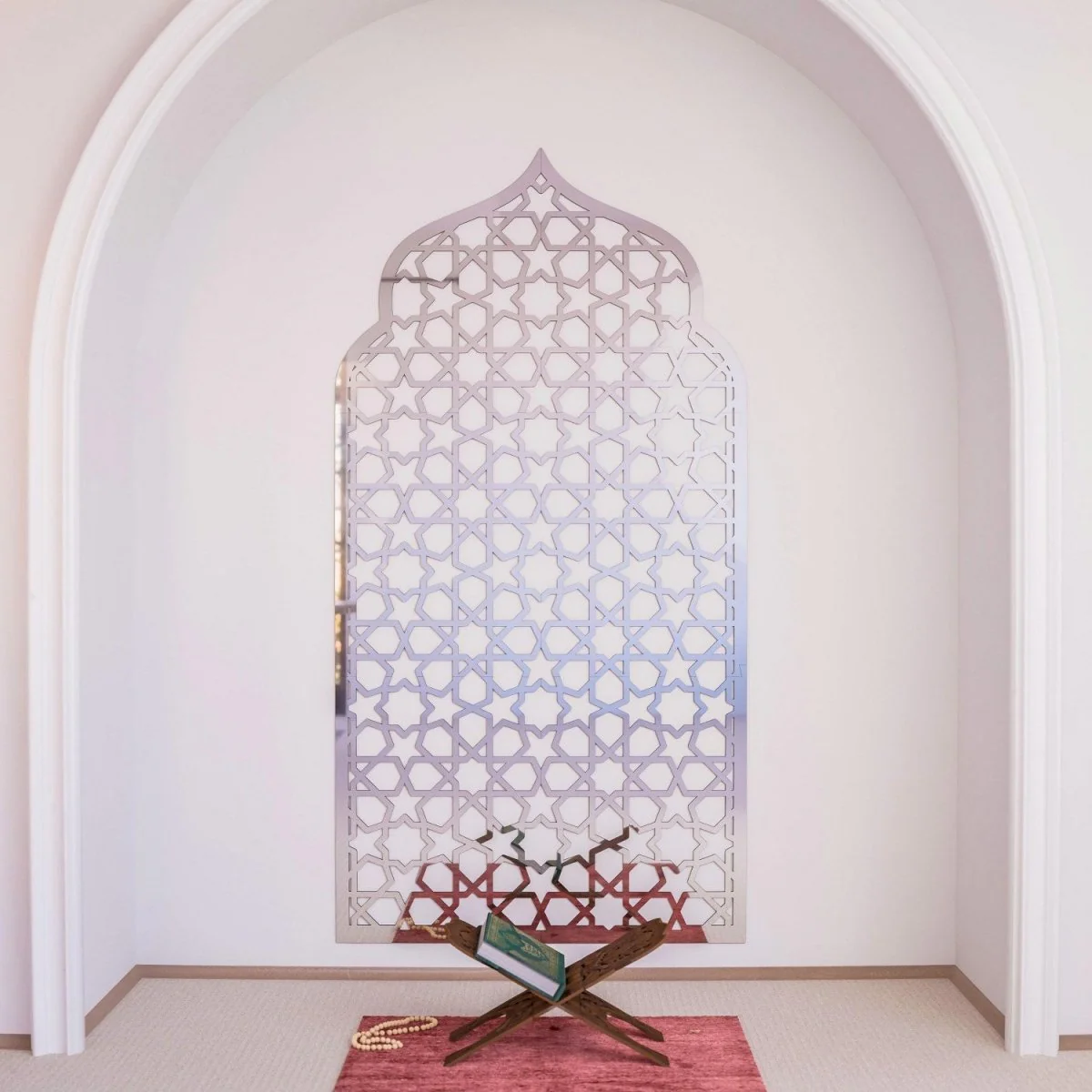 Interior Mihrab Islamic Wall Art - Wooden Prayer Niche | 8-Pointed Star Motif - Image 13