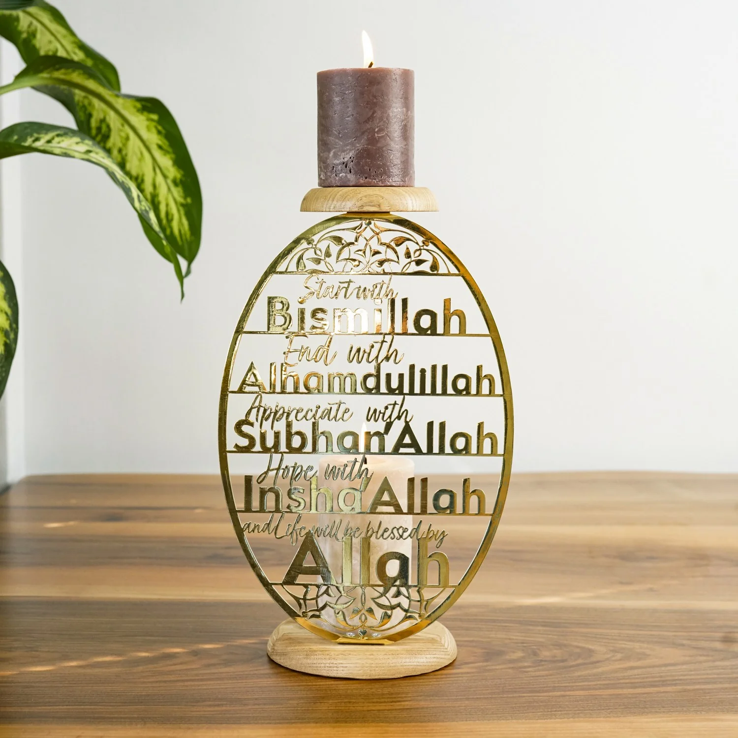 Islamic Candleholder | 4 Powerful Dhikr in Islam - Dining Table Decor for Muslims