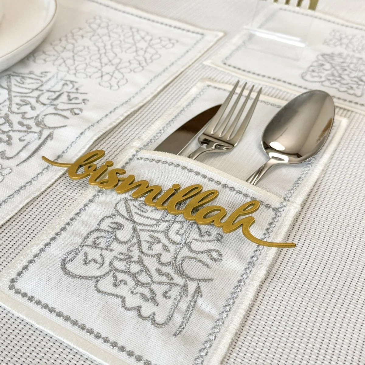 Ramadan Dining Table Silver Placemat Set - 6 Persons - 19 Pcs. - Full Set - Image 10