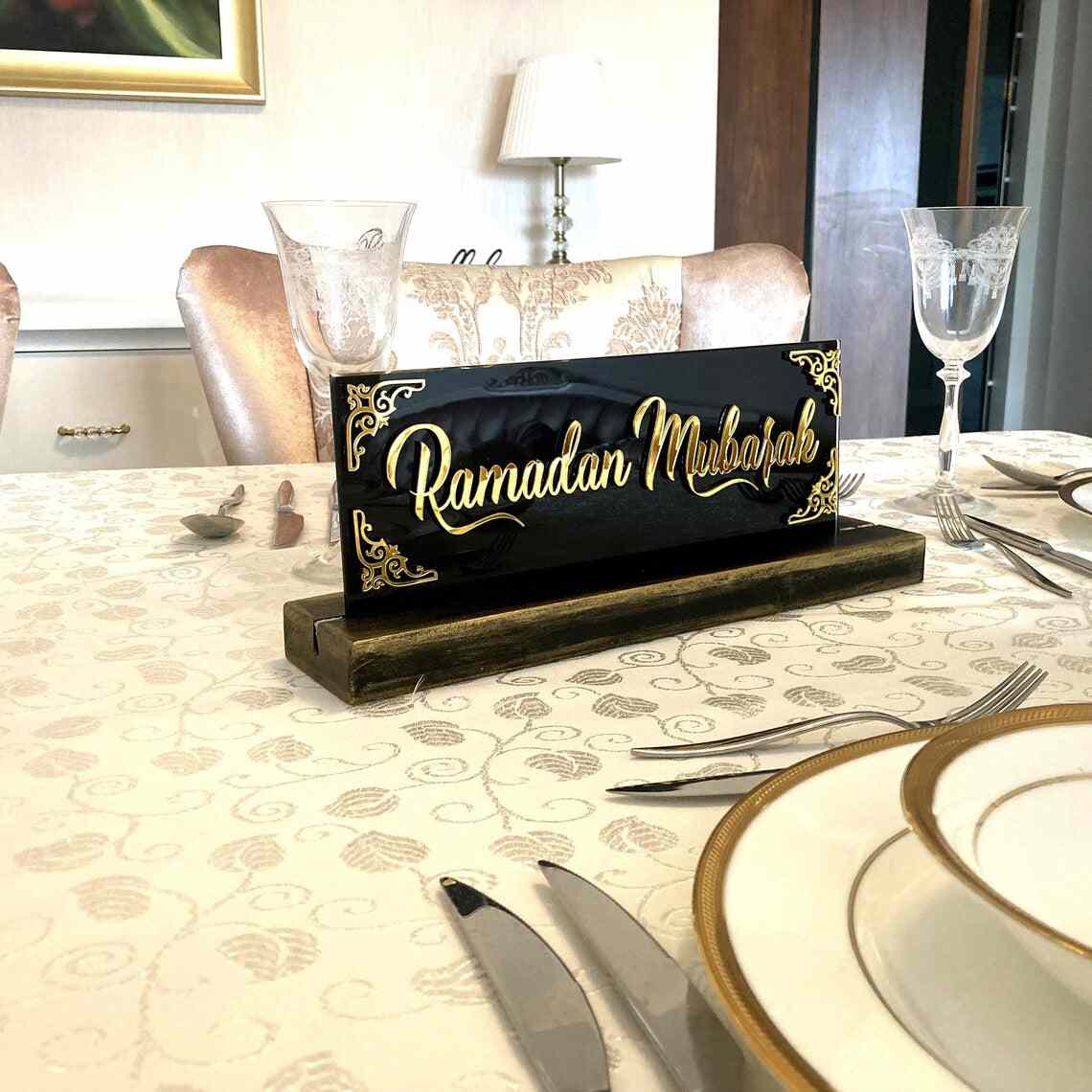 Ramadan Mubarak, Dua for Iftar Glass Decor Islamic Gift Tabletop Art - Image 11