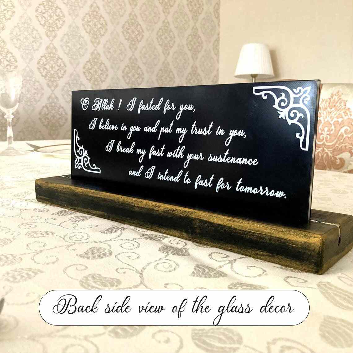 Ramadan Mubarak, Dua for Iftar Glass Decor Islamic Gift Tabletop Art - Image 4