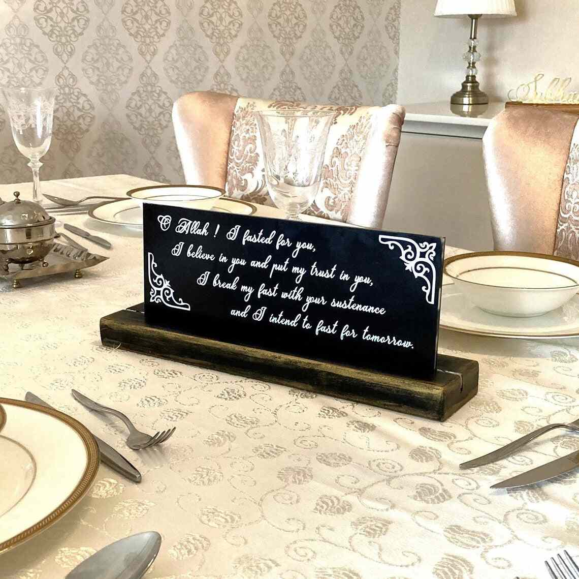 Ramadan Mubarak, Dua for Iftar Glass Decor Islamic Gift Tabletop Art - Image 7