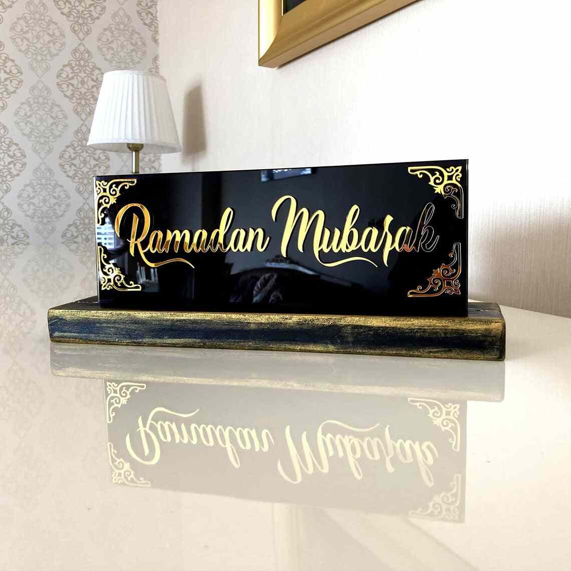 Ramadan Mubarak, Dua for Iftar Glass Decor Islamic Gift Tabletop Art - Image 9