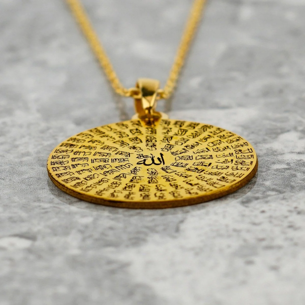Islamic Necklace - Asma Ul Husna 18K Gold Plated Silver Pendant - Image 3