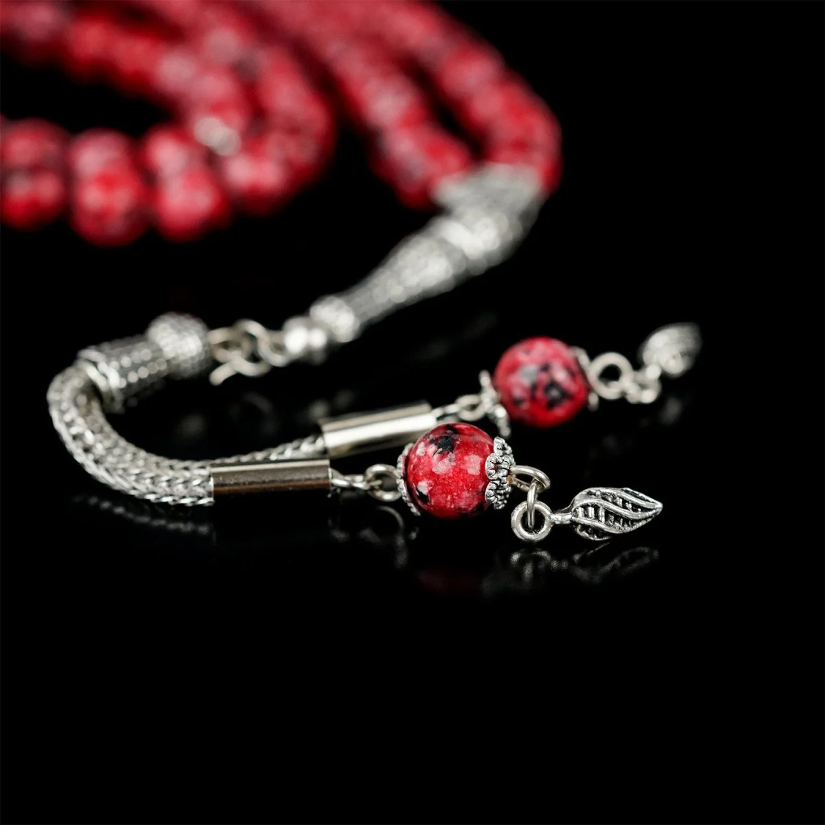 Islamic Praying Beads - Deep Red & Black Classic Pray Tasbeeh - Image 4