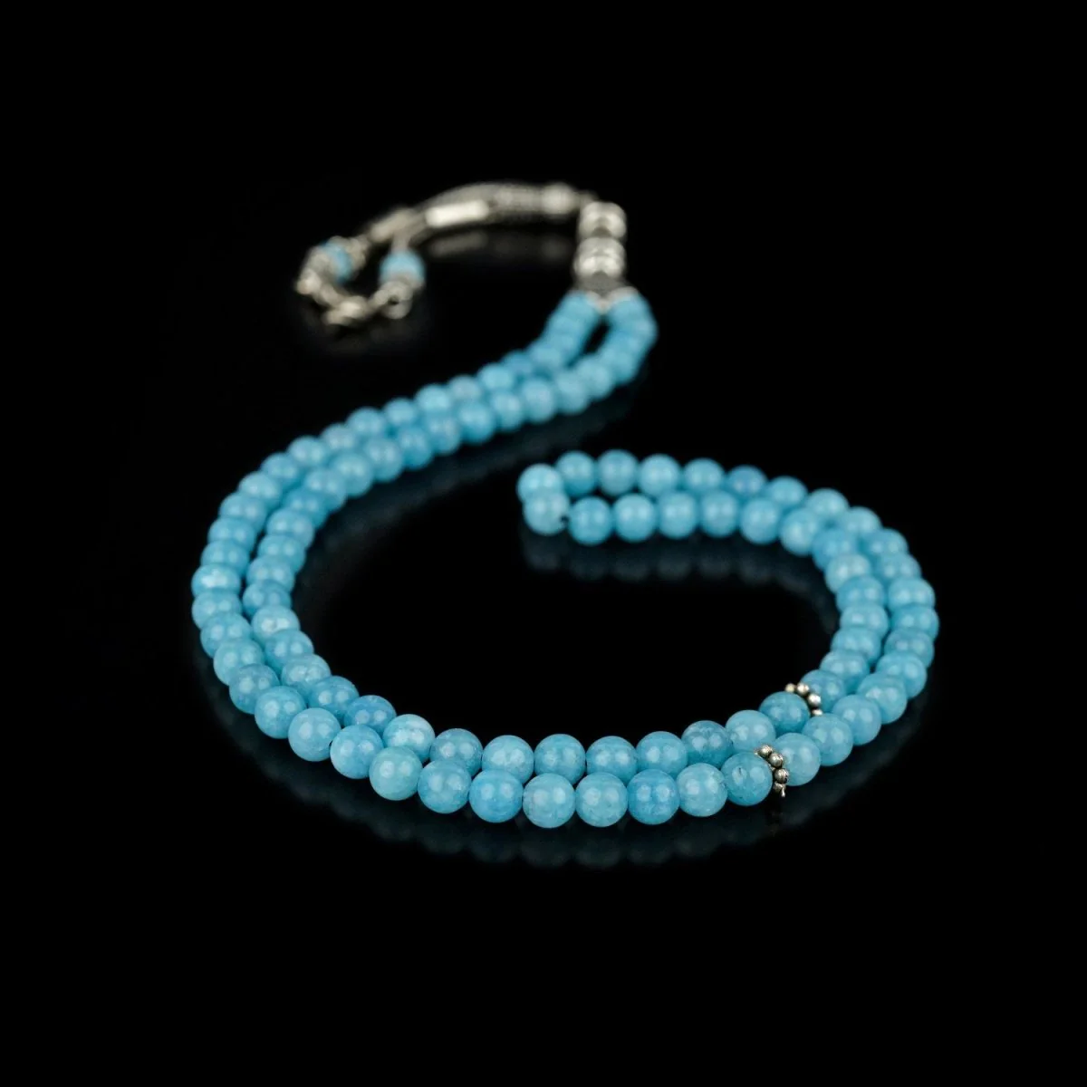 Islamic Rosary | Blue Quartz Beads Prayer Beads - Sphere cut - Image 2