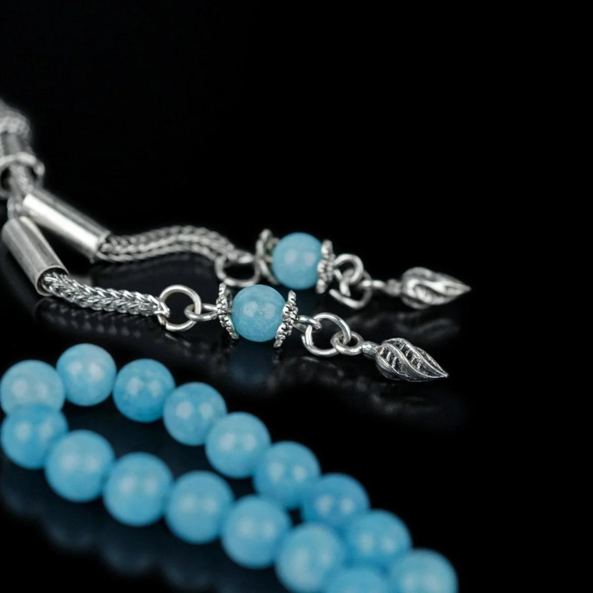 Islamic Rosary | Blue Quartz Beads Prayer Beads - Sphere cut - Image 6