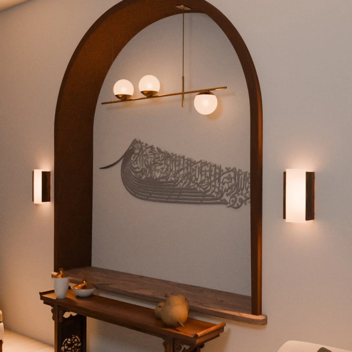 Auzu Basmala & Dua al Fath - Metal Islamic Wall Art, Ship Shaped - Image 12