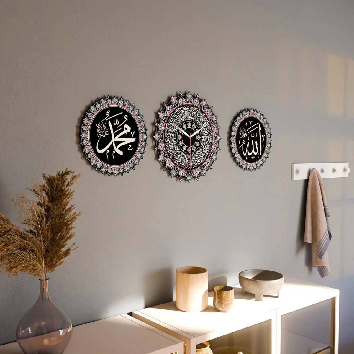 Islamic Wall Clock with Ayatul Kursi Calligraphy - Elegant Muslim Home Decor - Image 6