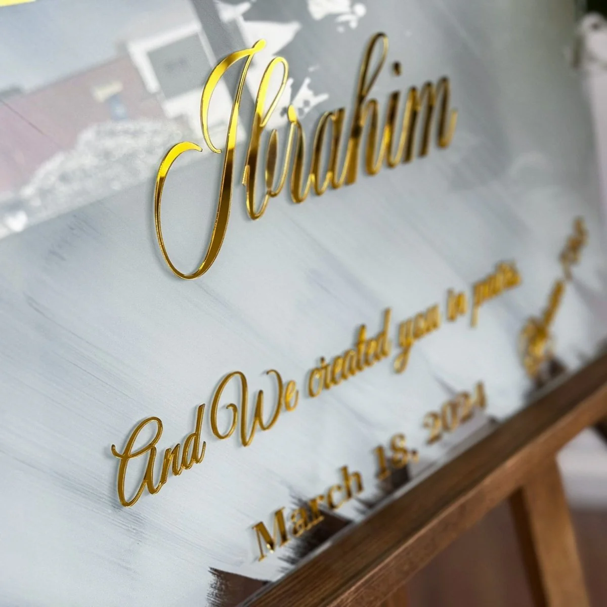 Islamic Wedding Sign - Glass Muslim Nikkah Mirror, Basmala & Surah An-Naba 8 - Image 3