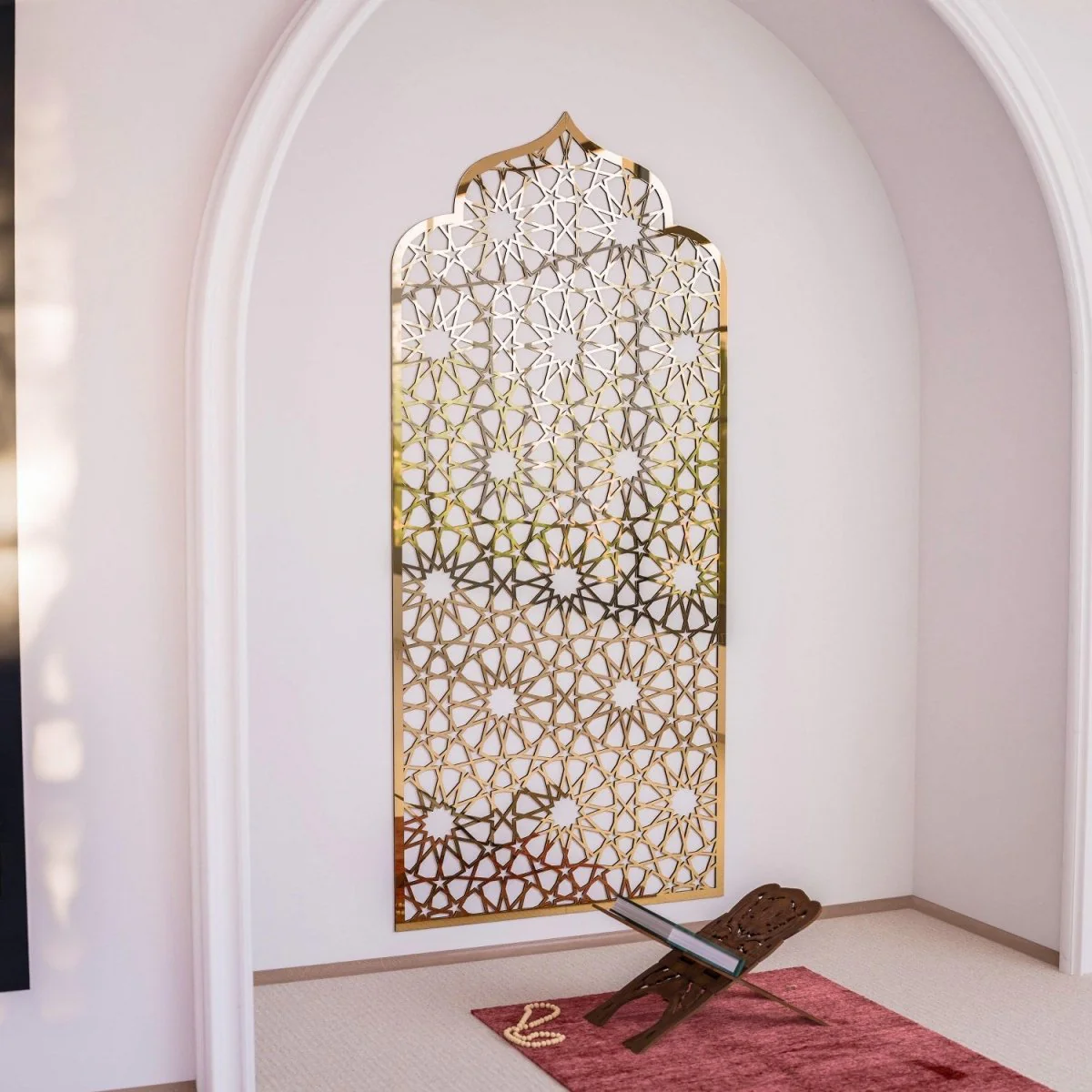 Islamic Wooden Interior Mihrab for Home Prayer Space | 12-Pointed Star - Image 12