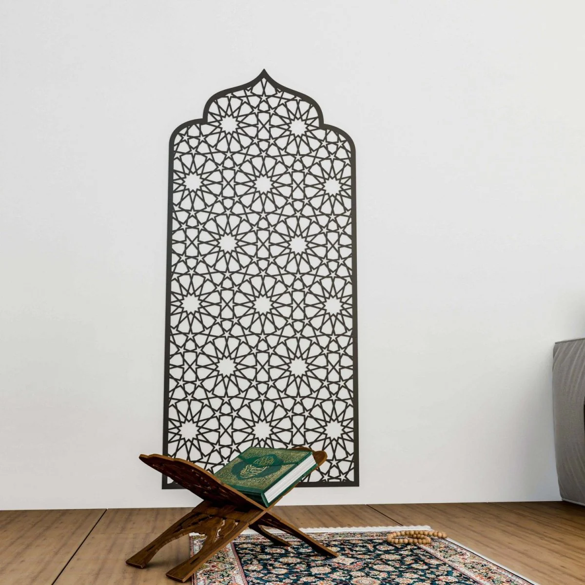 Islamic Wooden Interior Mihrab for Home Prayer Space | 12-Pointed Star - Image 4