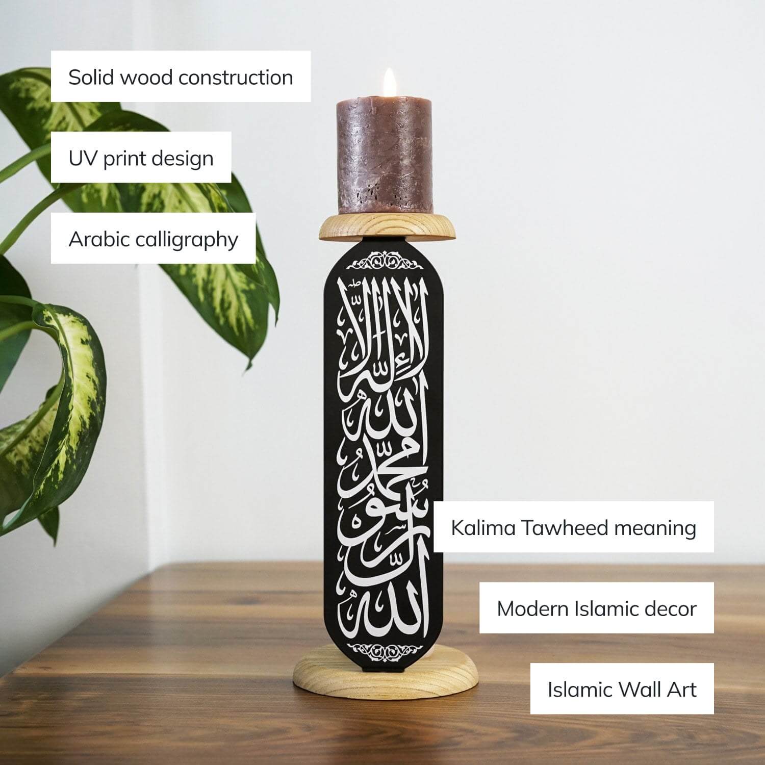 Kalima Tawheed Islamic Candleholder - UV Print Tabletop Decor for Muslim Homes - Image 4