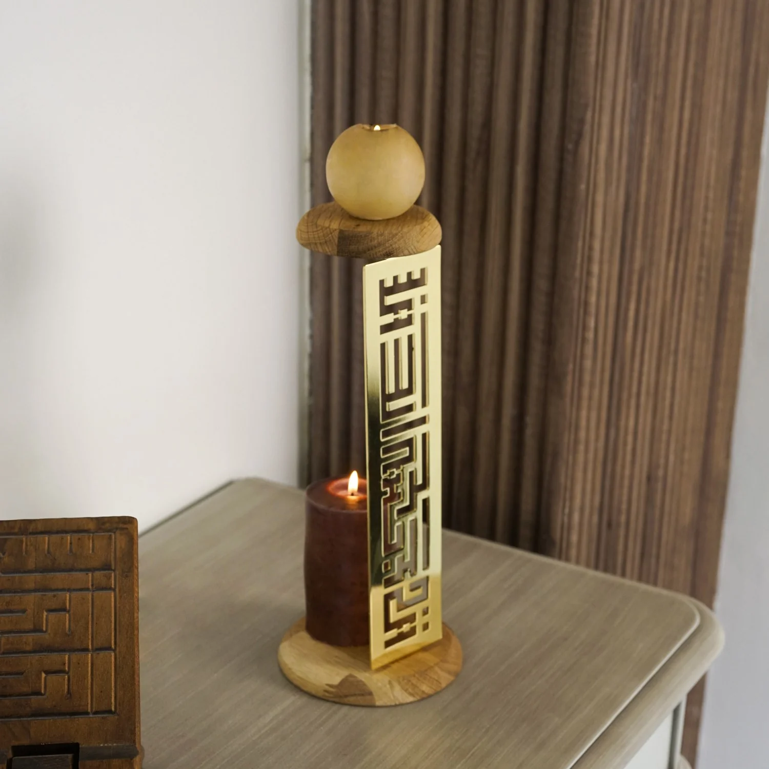 Basmala Candleholder, Kufic Arabic Calligraphy - Islamic Table Decor - Image 5