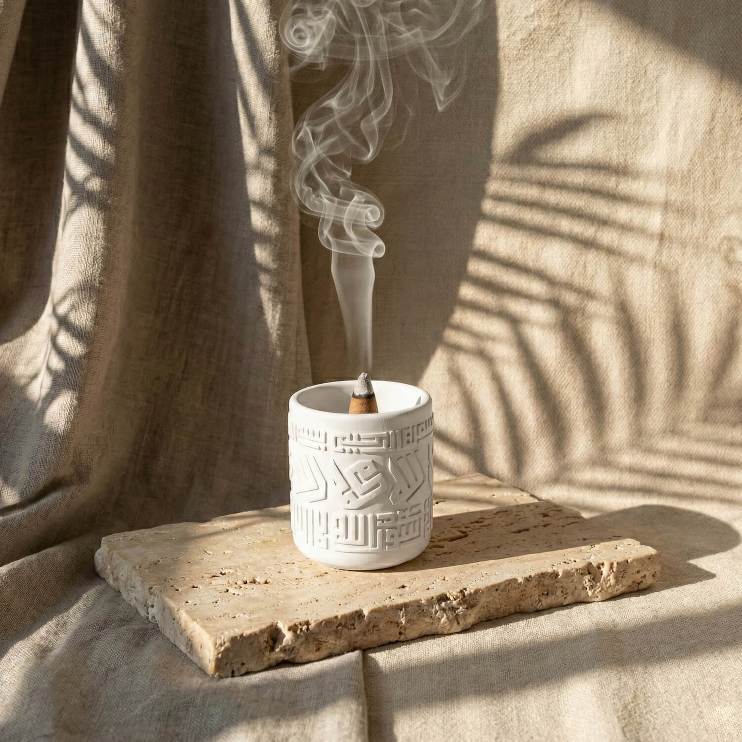 Kufic Stone Incense Burner (Mabkhara) – Handmade Allah(SWT) & Mohammed (PBUH) Calligraphy Decor - Image 11