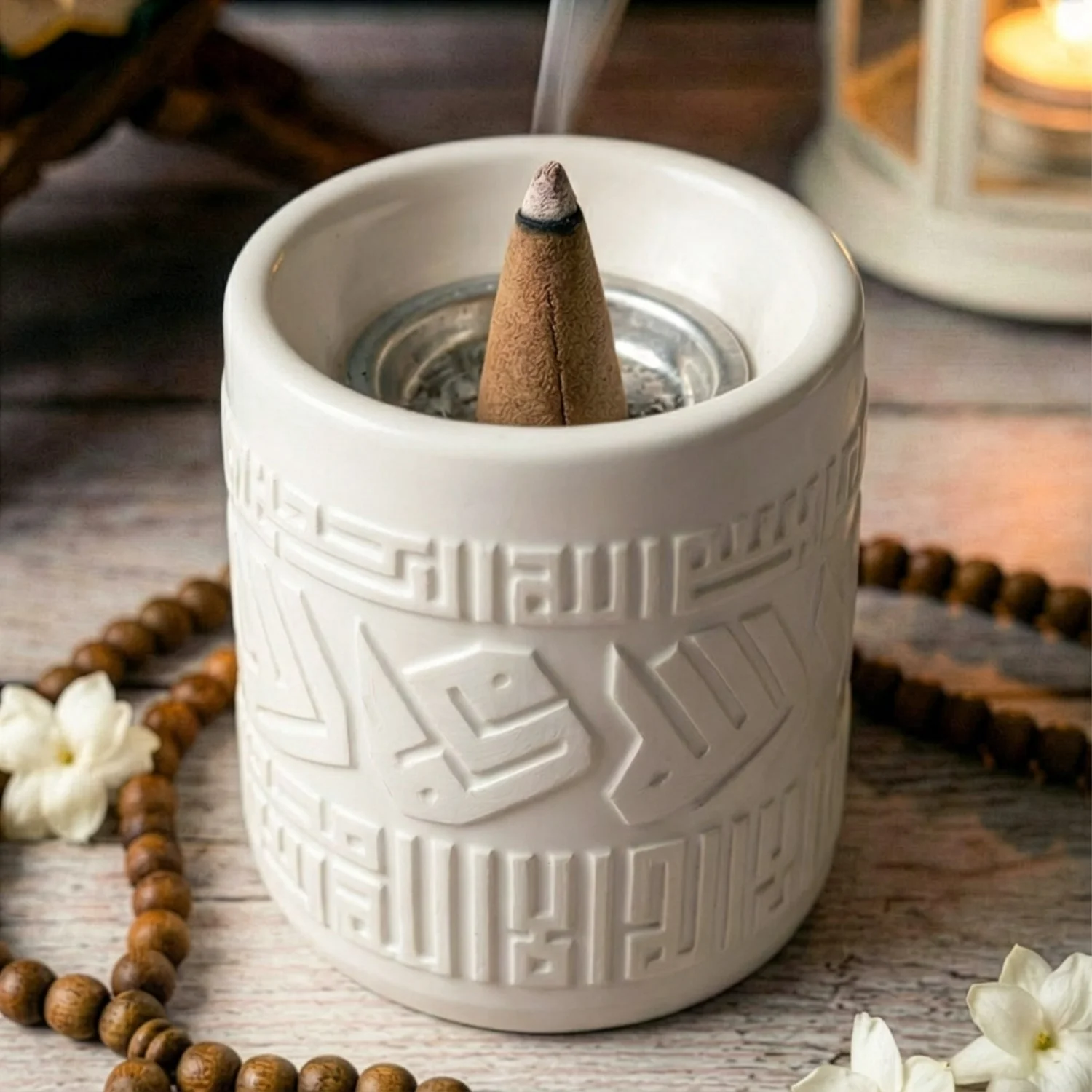 Kufic Stone Incense Burner (Mabkhara) – Handmade Allah(SWT) & Mohammed (PBUH) Calligraphy Decor - Image 8