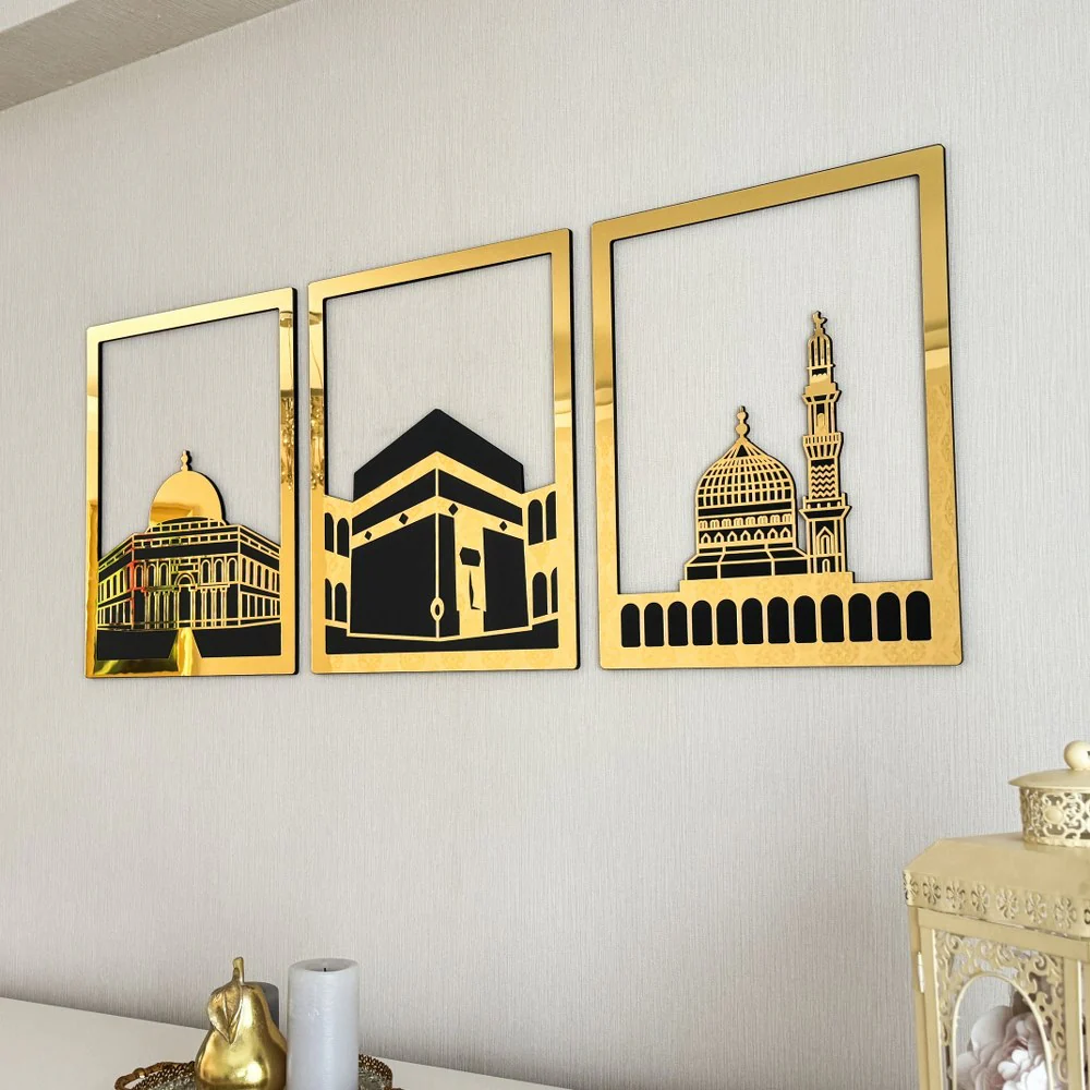 Masjid Al-Haram (Kaaba), Masjid An-Nabawi, Masjid Al Aqsa | Islamic Wall Decoration Set - Image 34