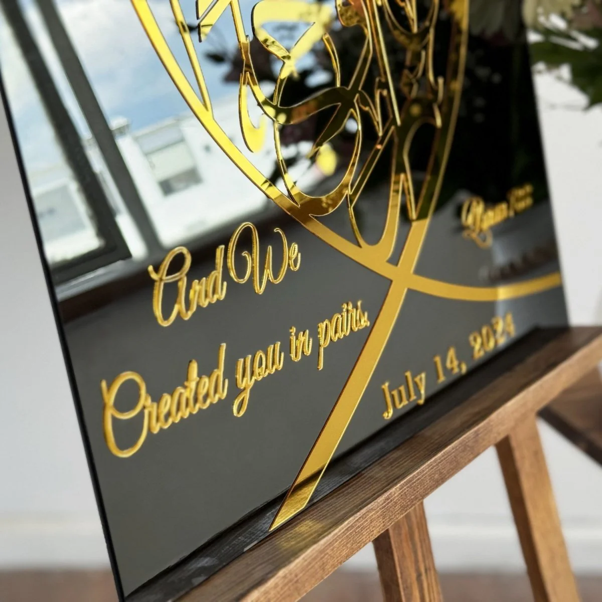 Mehndi Sign - Glass Muslim Nikkah Mirror An-Naba Ayat 8 We Created You in Pairs - Image 4