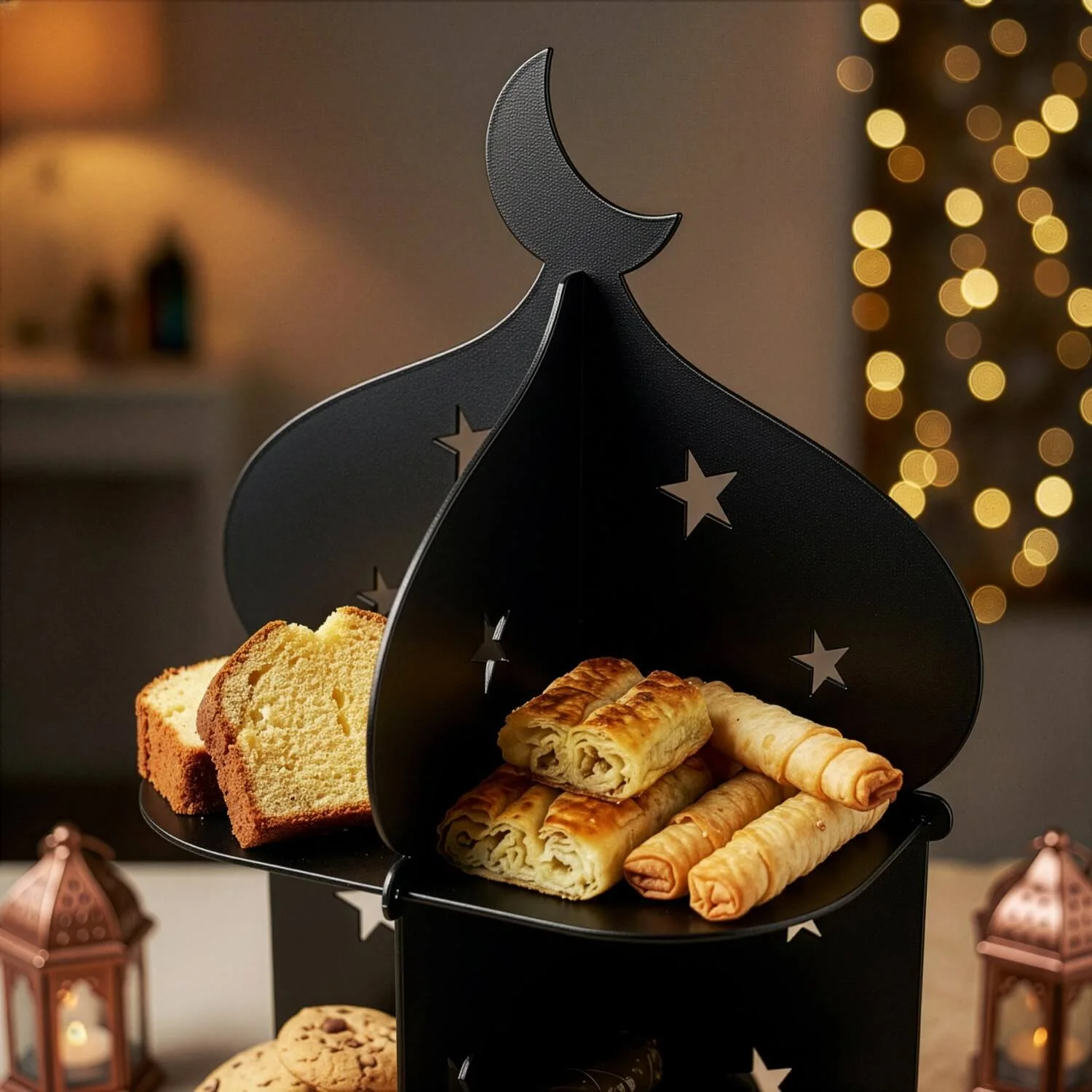 Metal Minaret Serving Stand – Ramadan Iftar Date & Sweet Tray - Image 11
