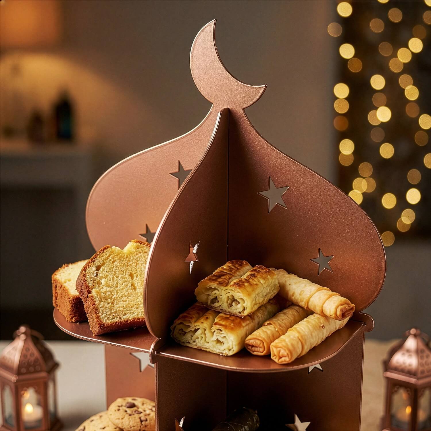 Metal Minaret Serving Stand – Ramadan Iftar Date & Sweet Tray - Image 16