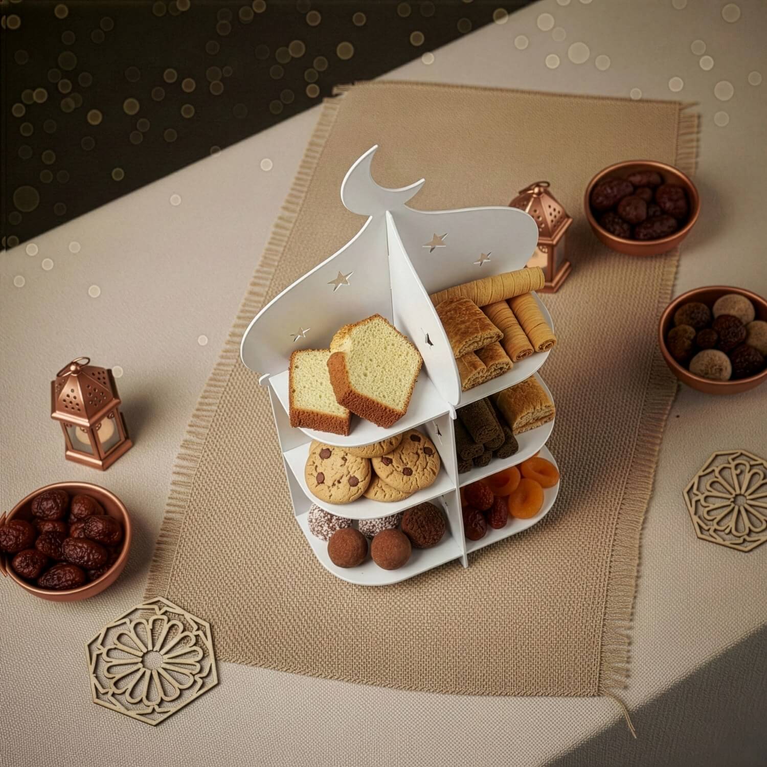 Metal Minaret Serving Stand – Ramadan Iftar Date & Sweet Tray - Image 31
