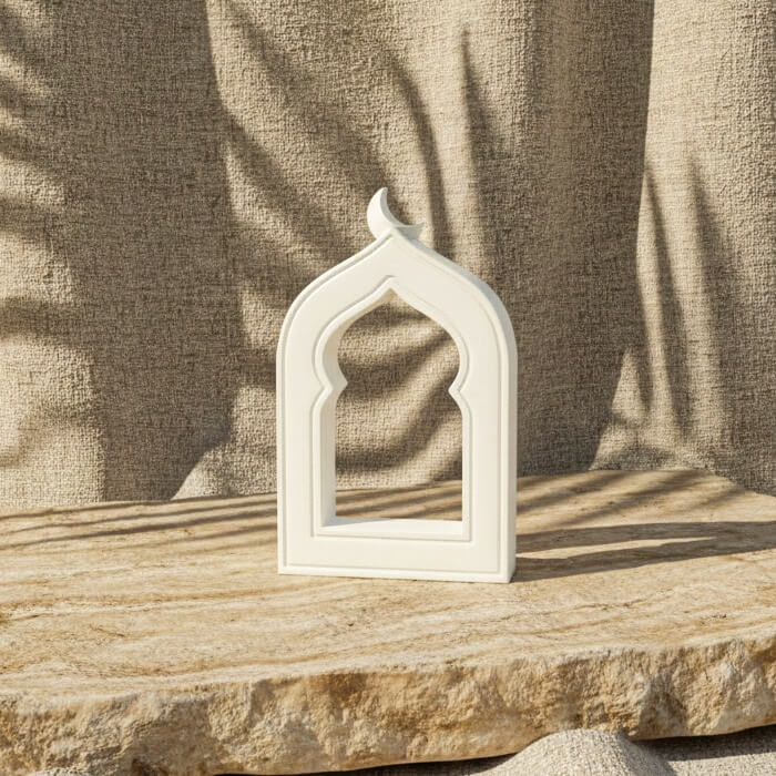 Mihrab Stone Arch with Crescent Moon – Minimalist Islamic Decor - Image 10