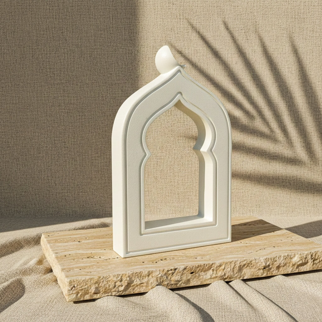 Mihrab Stone Arch with Crescent Moon – Minimalist Islamic Decor - Image 11
