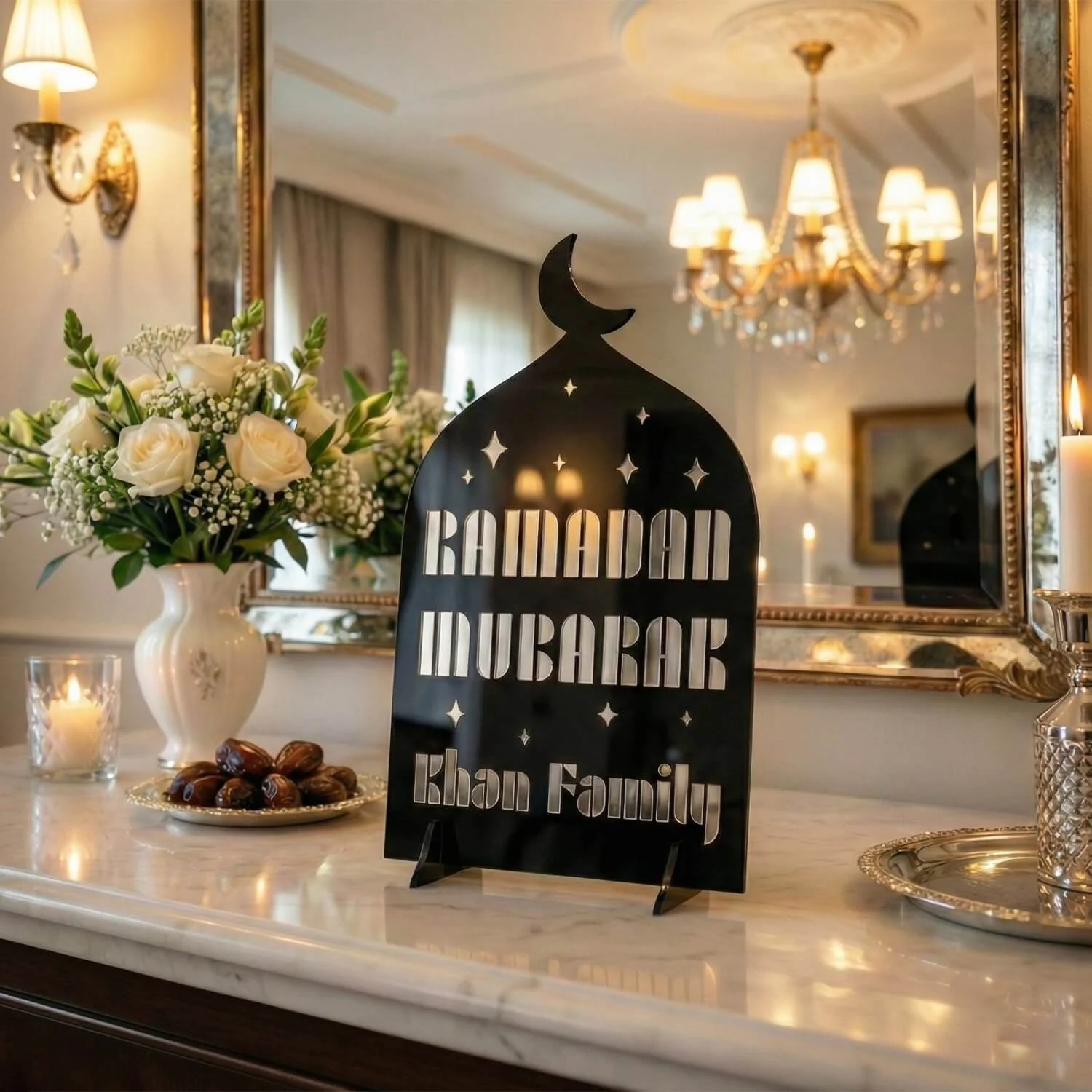 Modern Personalized Ramadan Mubarak Stand – Custom Family Name - Image 2
