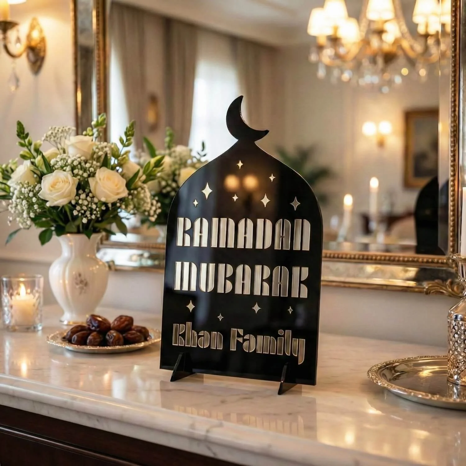 Modern Personalized Ramadan Mubarak Stand – Custom Family Name - Image 4