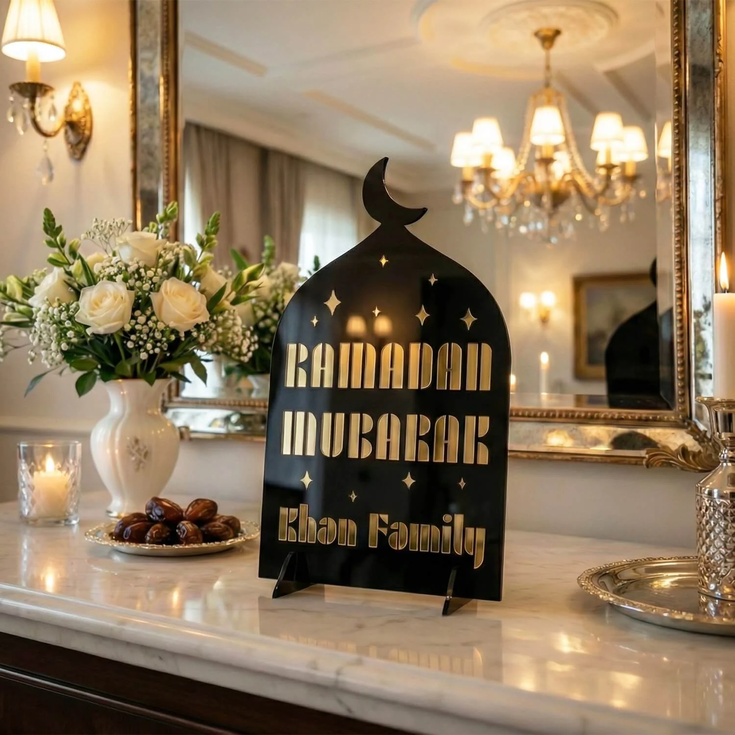 Modern Personalized Ramadan Mubarak Stand – Custom Family Name - Image 9