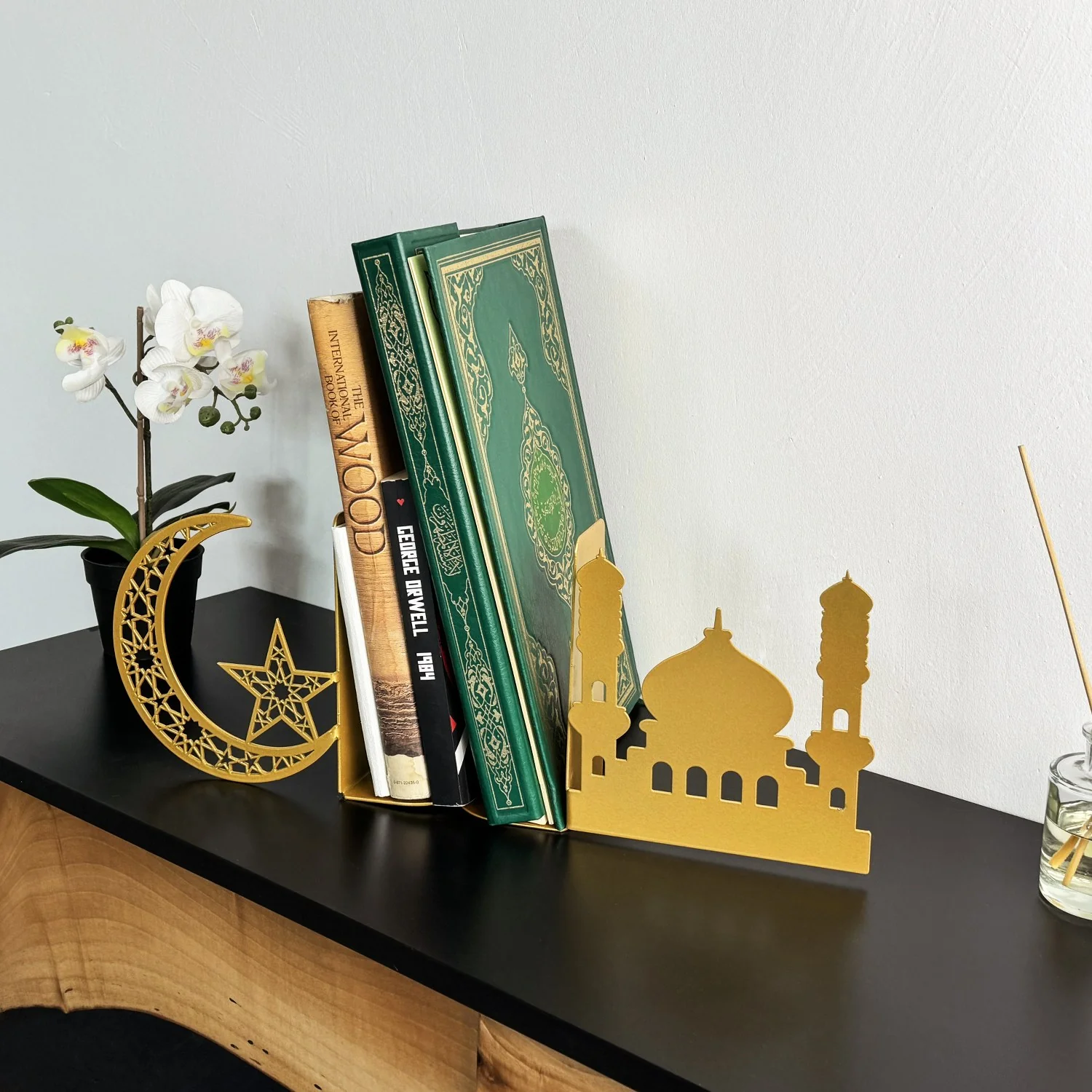 Mosque and Crescent Design Metal Bookend - Islamic Home Decor - Image 10